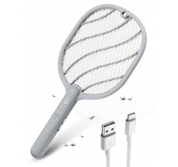 Electric Fly Swatter, 3800V Handheld Bug Zapper Racket, Type-C Rechargeable, Mosquito Zapper for Indoor Outdoor, 3-Layer Safety Mesh, Easy to Use, Lightweight (1 Pack)