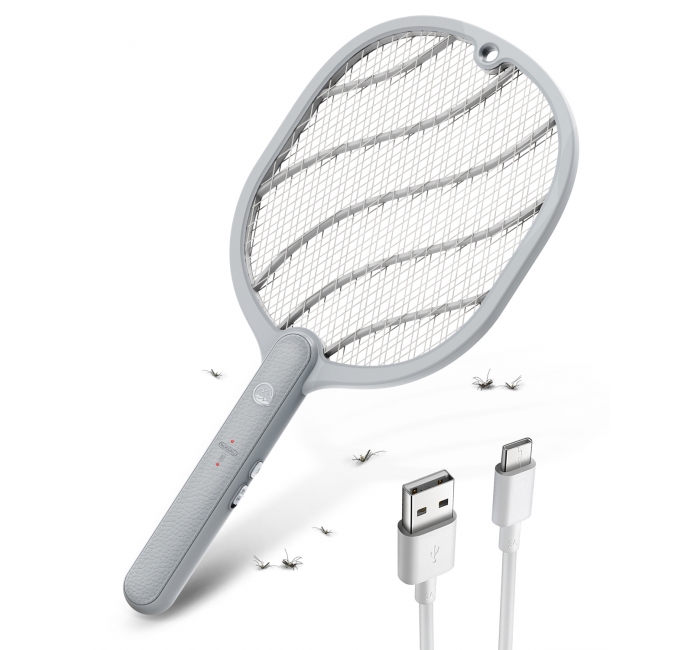 Electric Fly Swatter, 3800V Handheld Bug Zapper Racket, Type-C Rechargeable, Mosquito Zapper for Indoor Outdoor, 3-Layer Safety Mesh, Easy to Use, Lightweight (1 Pack)