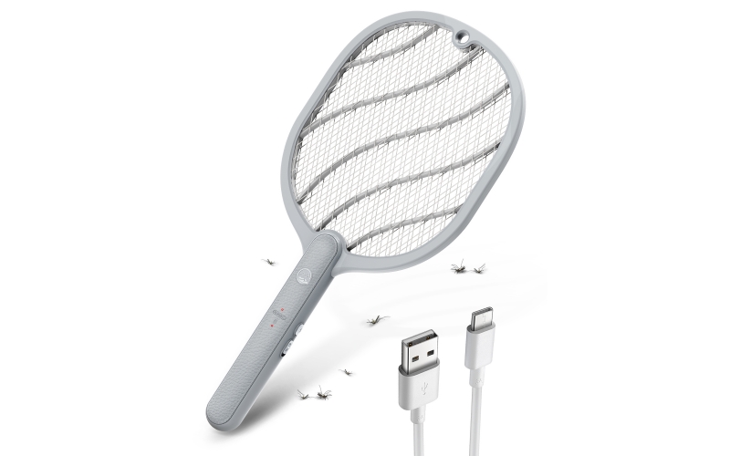 Electric Fly Swatter, 3800V Handheld Bug Zapper Racket, Type-C Rechargeable, Mosquito Zapper for Indoor Outdoor, 3-Layer Safety Mesh, Easy to Use, Lightweight (1 Pack)